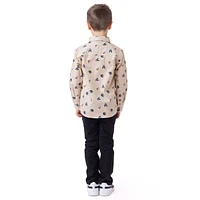 Party printed Beige Shirt 2-12y