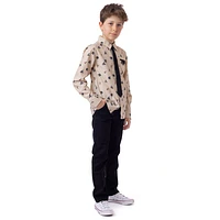 Party printed Beige Shirt 2-12y