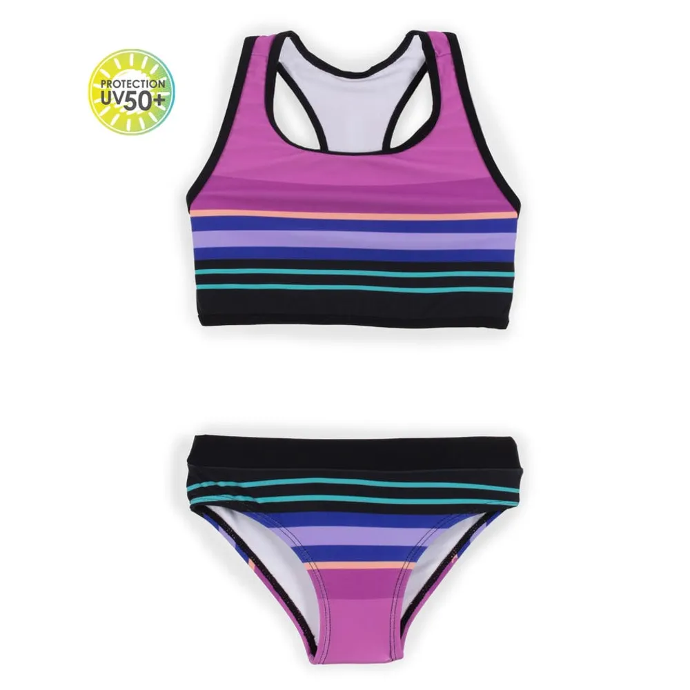 Unicorn Striped Bikini 7-14y