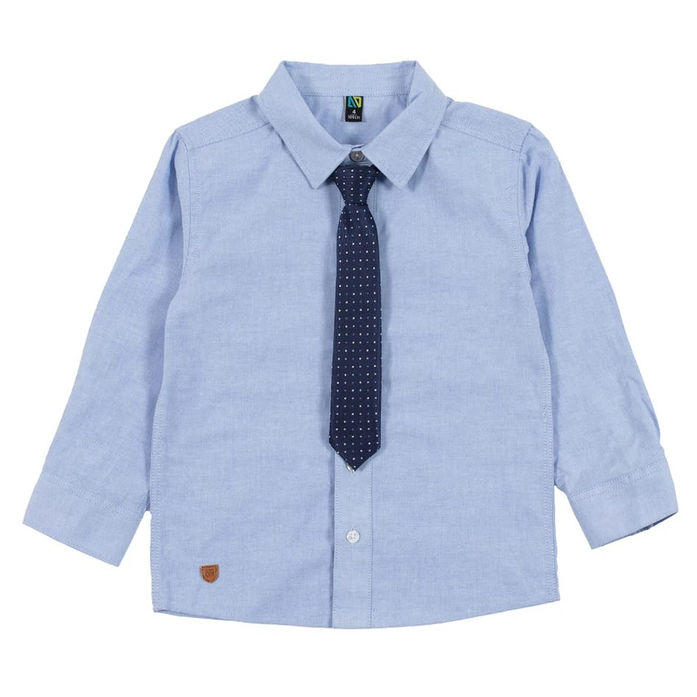 Chemise Manches Longues Cravate Bleue 2-12ans