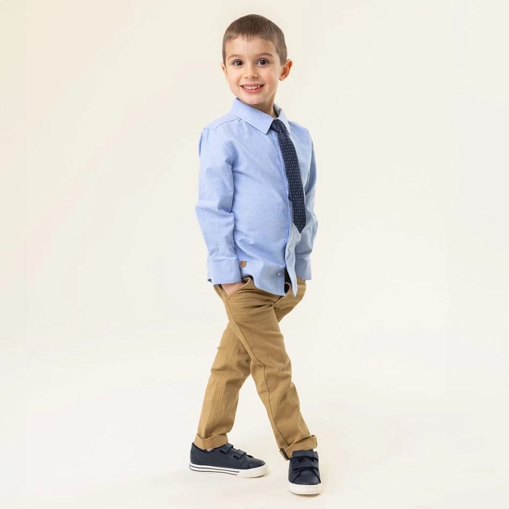 Chemise Manches Longues Cravate Bleue 2-12ans