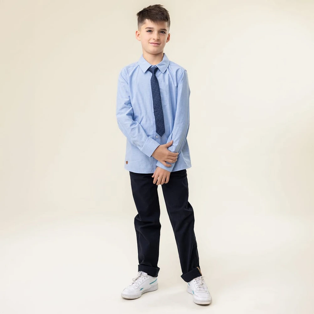 Chemise Manches Longues Cravate Bleue 2-12ans