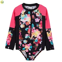 Flowers Long Sleeves UV Swimsuit 4-14y