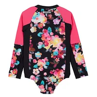 Flowers Long Sleeves UV Swimsuit 4-14y