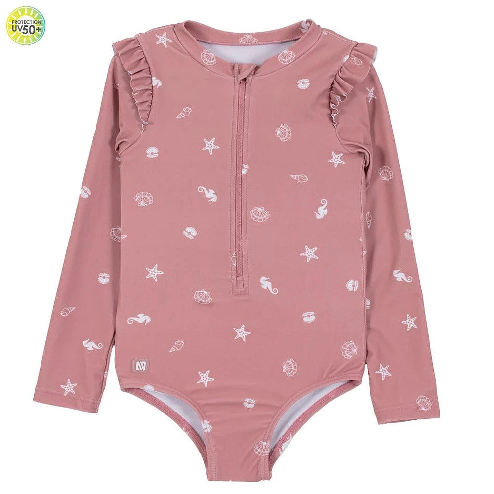 Seashells UV Long Sleeves Swimsuit 2-6y