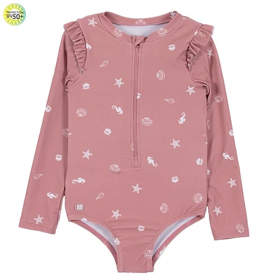 Seashells UV Long Sleeves Swimsuit 2-6y