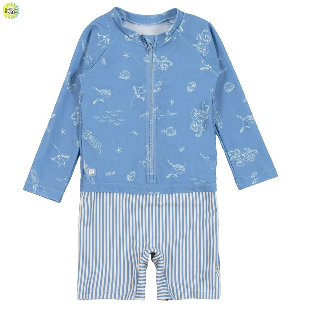 Nautical Long Sleeves UV Swimsuit 2-4y