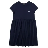 Solid Short Sleeves Dress Knit 2-14y