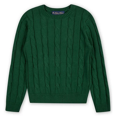 Pull Tricot Basique Vert 2-14ans