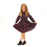 Printed LS Dress 2-14y