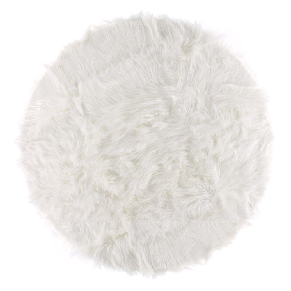 Fur Round Rug - White