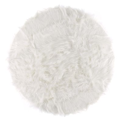 Fur Round Rug - White