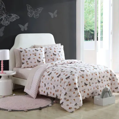Twin Comforter Set - Flowers Butterfly
