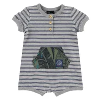 Surf Spot Striped Grey Romper 3-24m