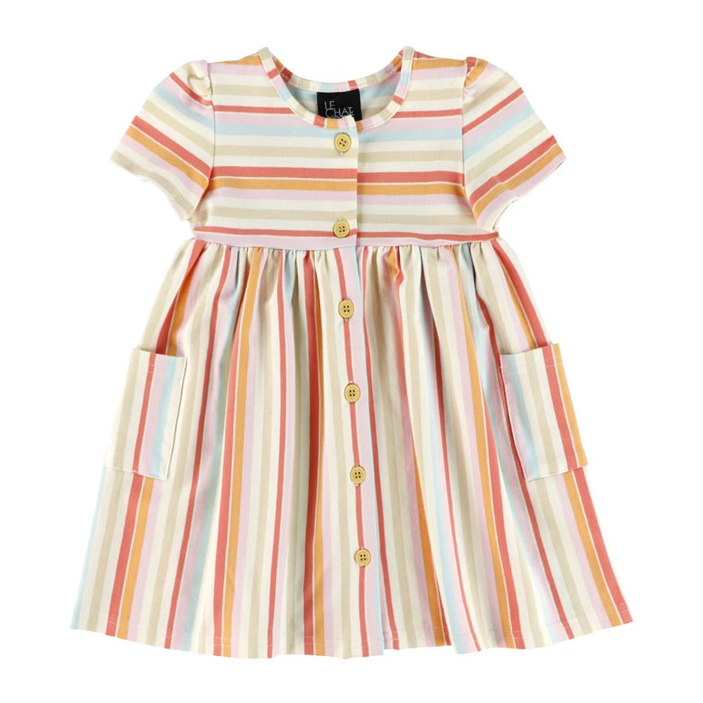 Coral Striped Dress 3-24m