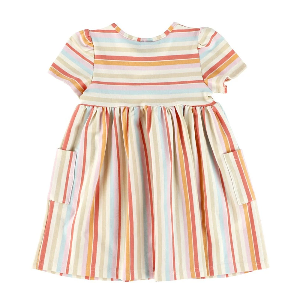 Coral Striped Dress 3-24m