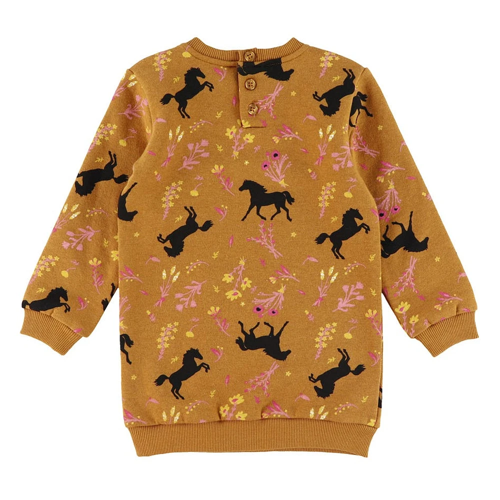 Robe Ouatée Chevaux Fleurs 3-24mois