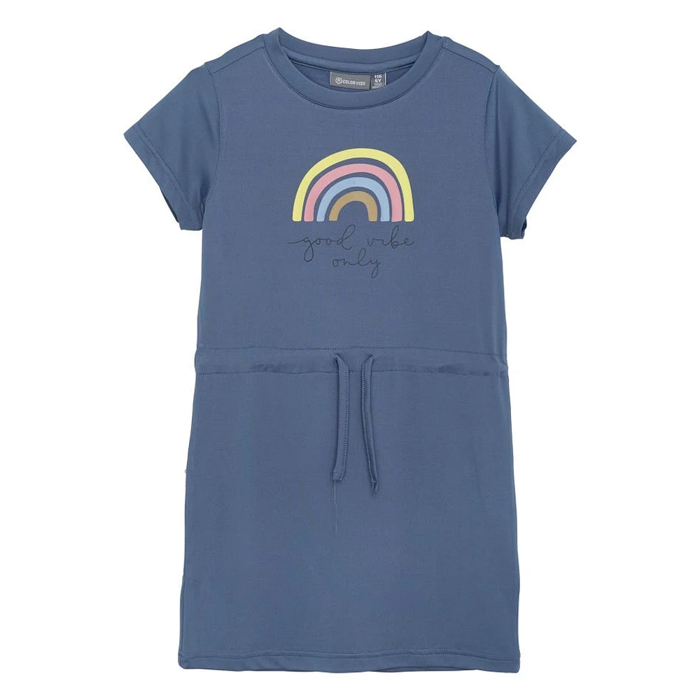 Navy Rainbow Dress 4-8y