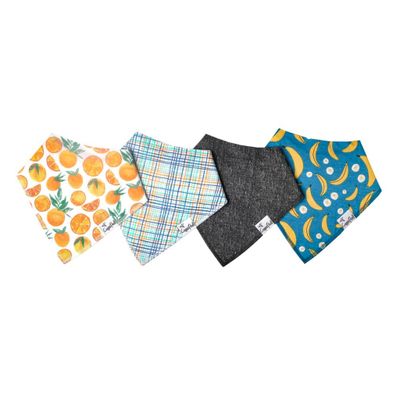 Baby Bandana Bibs Set of 4 - Orange Citrus