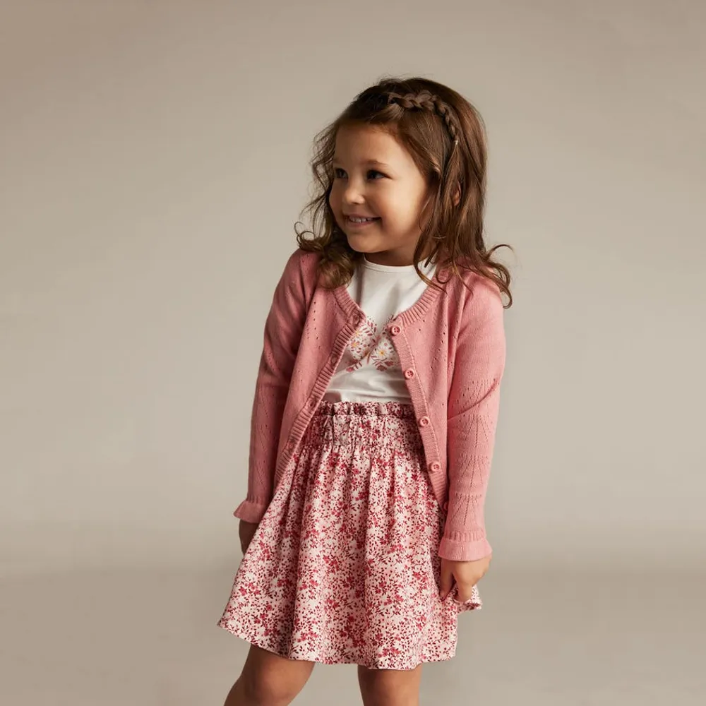 Flower Pointelle Cardigan 7-14y