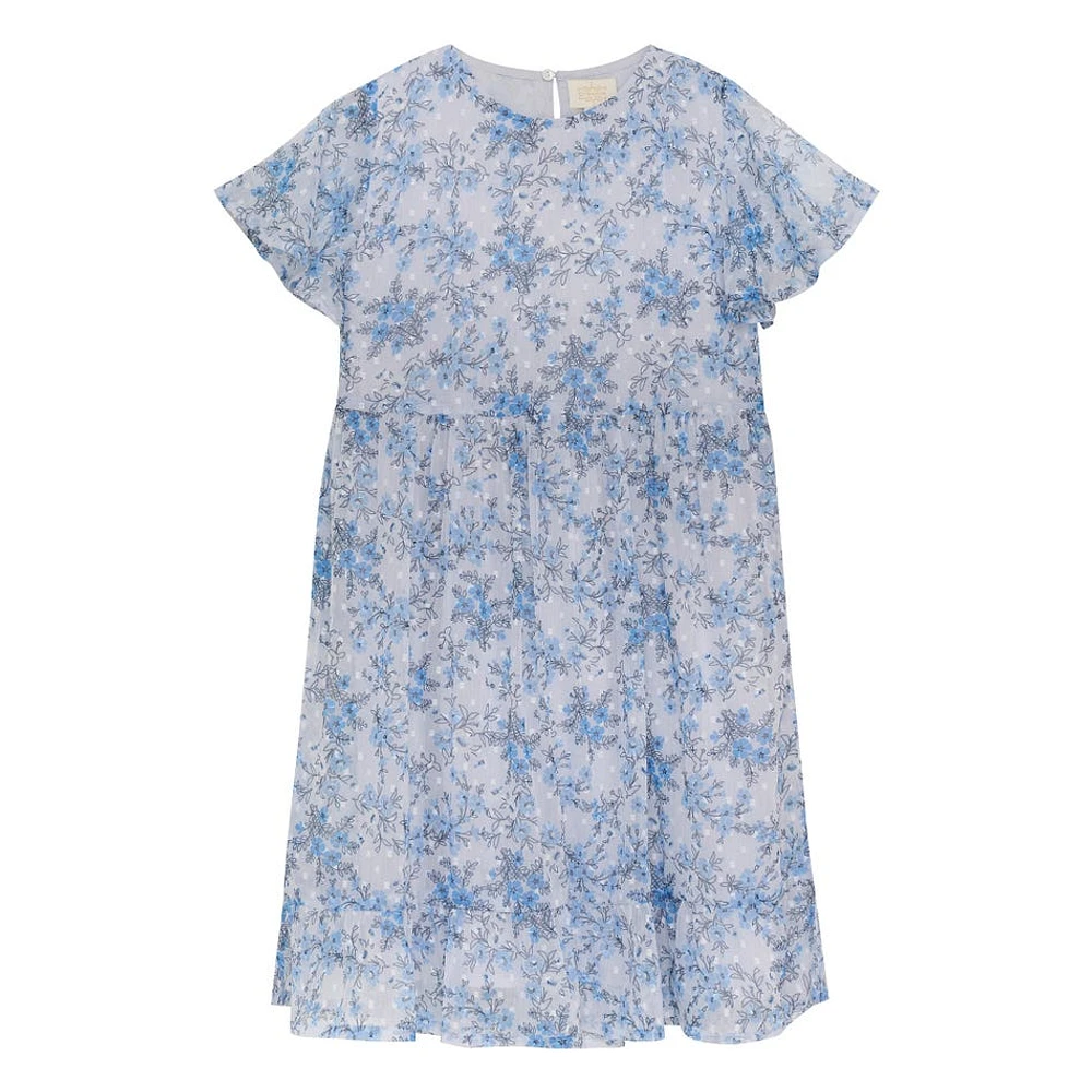 Dobby Flower Dress 4-10y