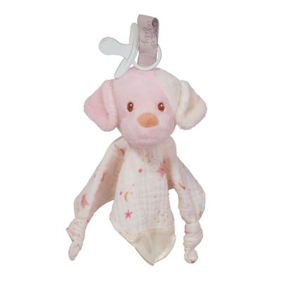 Pacifier Clip Blanket Dog - Rosy