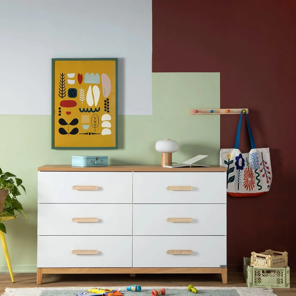 LaLa Big 6-drawer Dresser - White/Natural