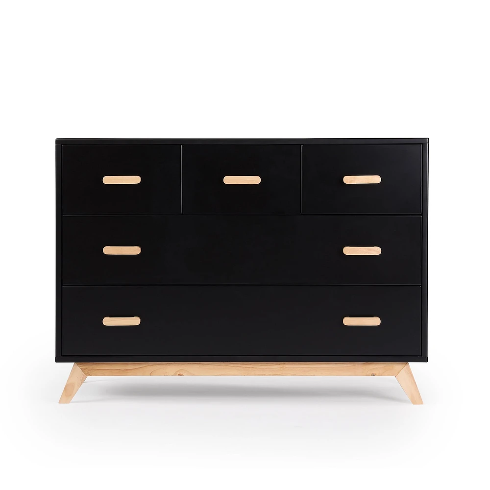 Commode 5 tiroirs Soho - Noir / Naturel