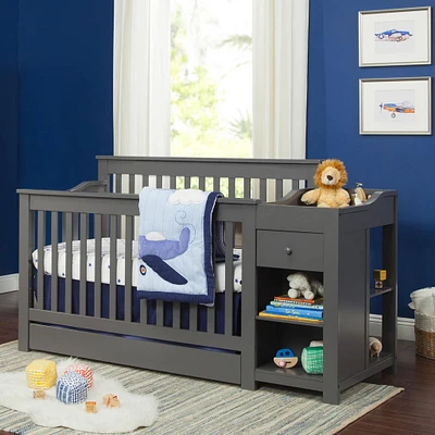 Piedmont 4-in-1 Crib Convertible and Changer Combo- Slate