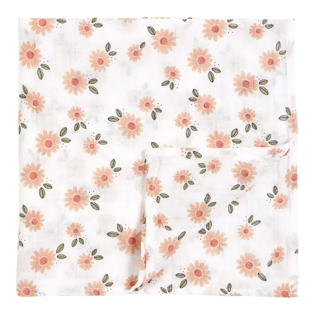 Daisy Print Muslin Swaddle