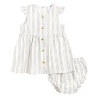 Multi Striped Linen Dress Set