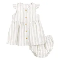 Multi Striped Linen Dress Set