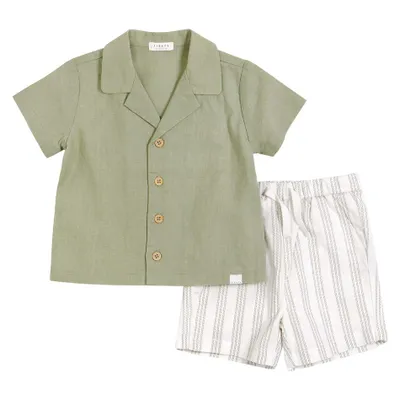 Sage Linen Shirt & Shorts Set