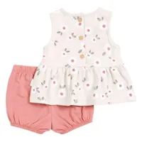 Daisy Print Peplum Short Set