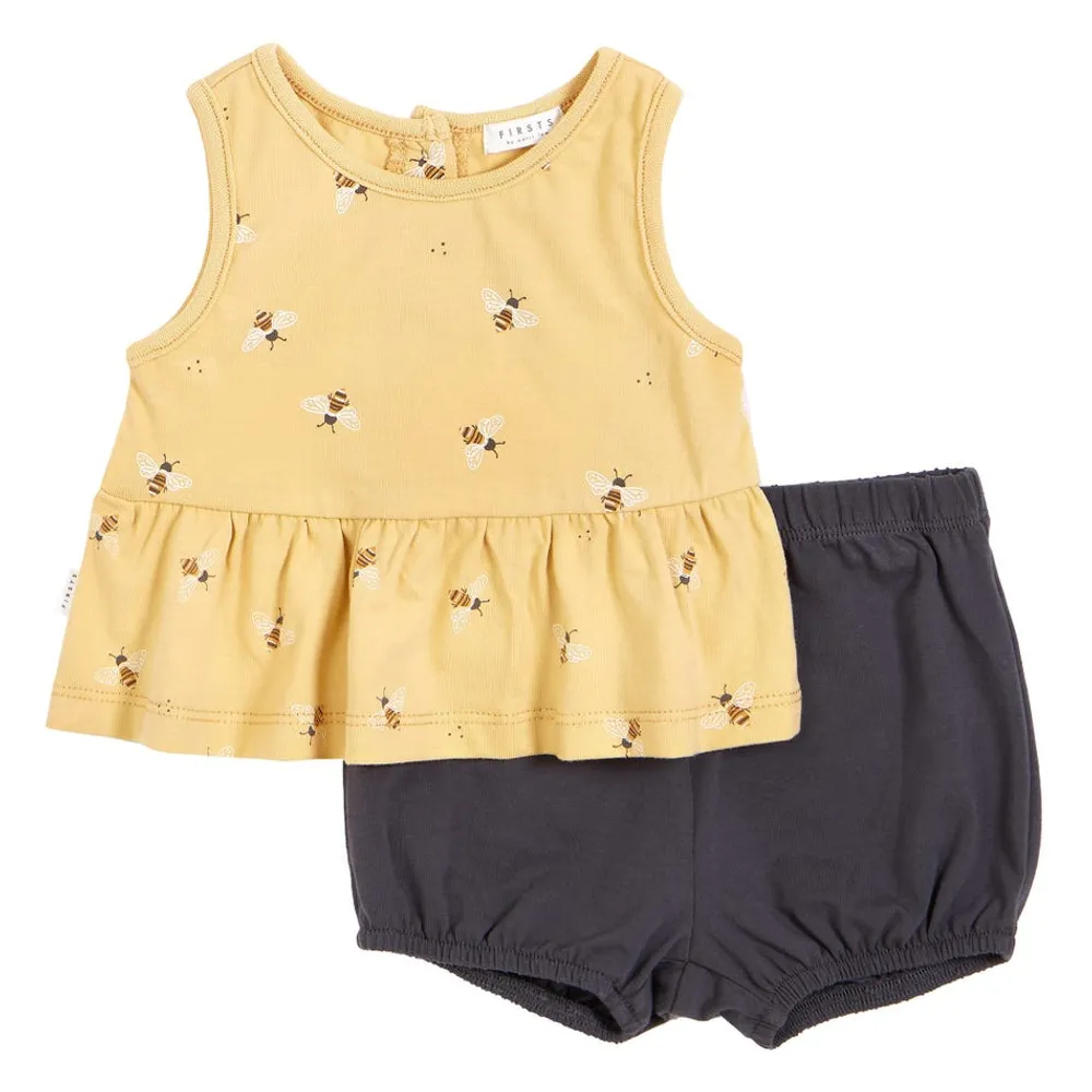 Bees Peplum Shorts Set 6-24m