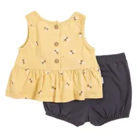 Bees Peplum Shorts Set 6-24m