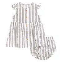 Multistriped Linen Dress Set