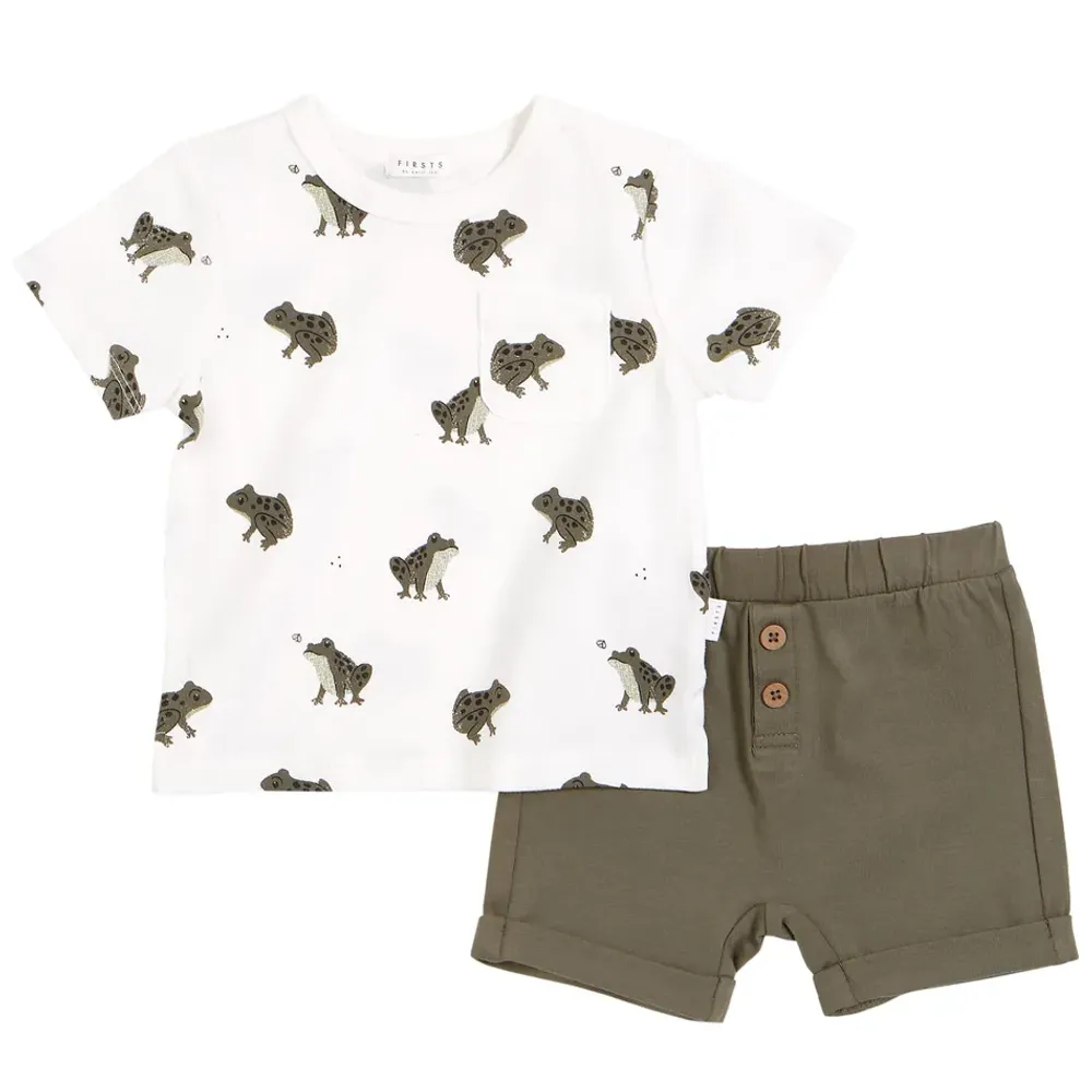 Pond Frog Print Shorts Set1224