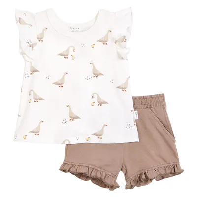 Mother Goose Print Shorts Set