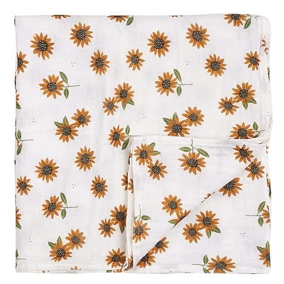 Sunflower Print Muslin Swaddle