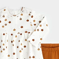 Pumpkin Print Modal Dress Set