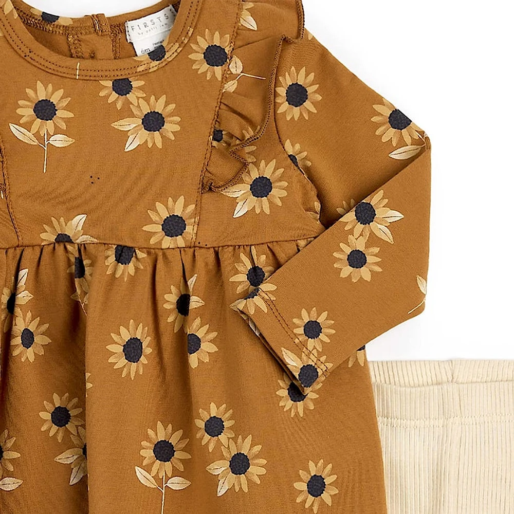 Sunflower Print Dress Set 3-24m