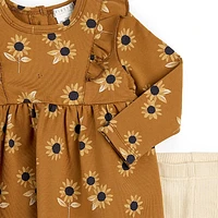 Sunflower Print Dress Set 3-24m