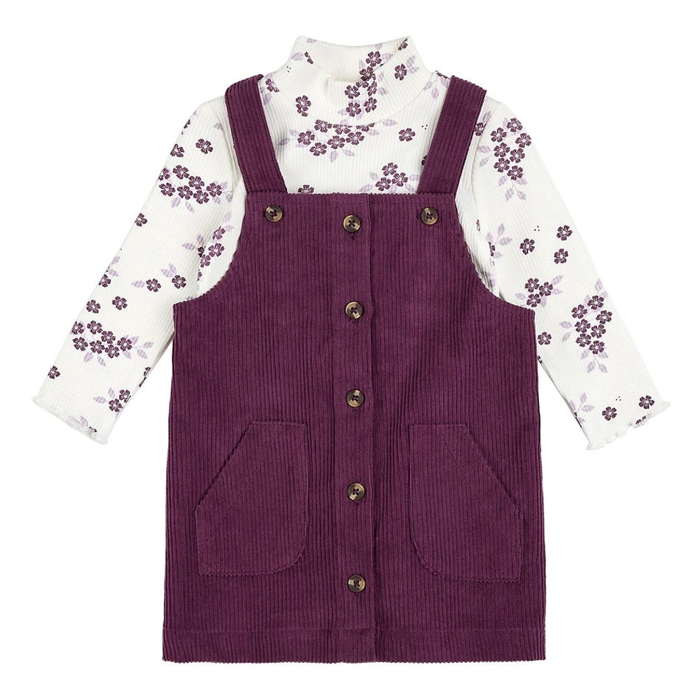 Plum Corduroy Overall Dress