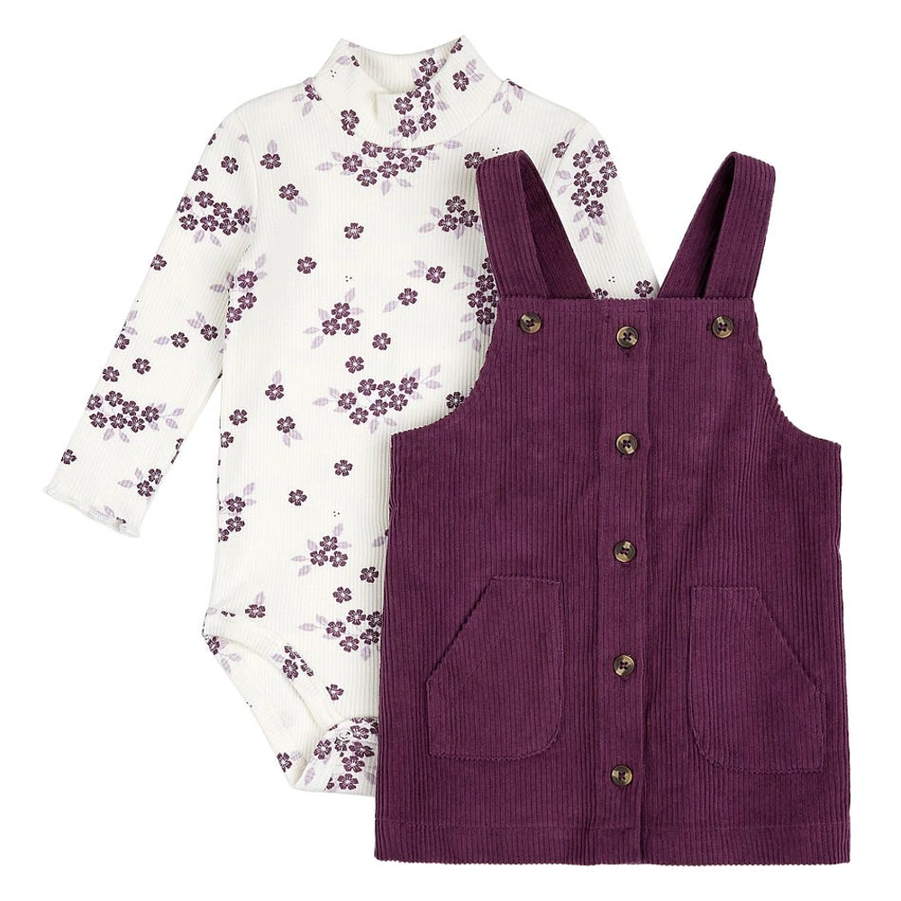 Plum Corduroy Overall Dress