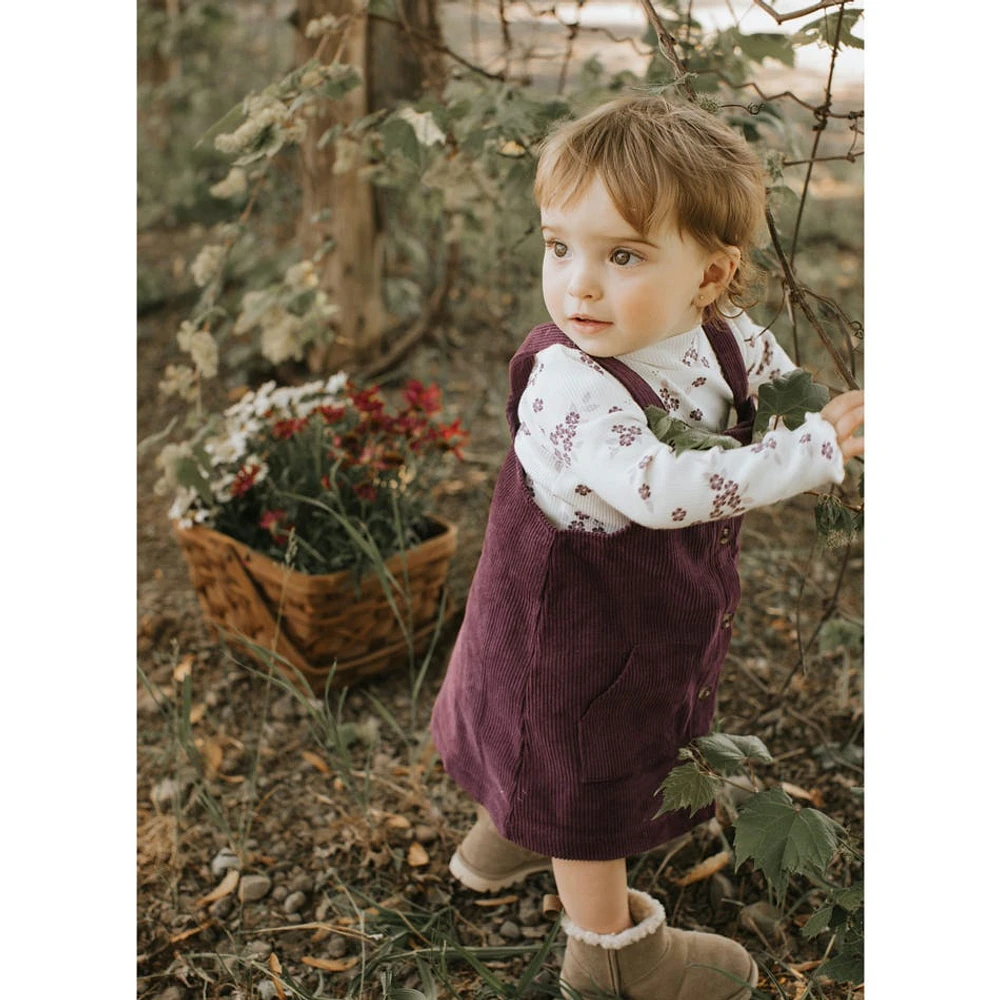 Plum Corduroy Overall Dress