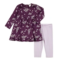 Ensemble Robe Fleurs Prunes 3-24mois