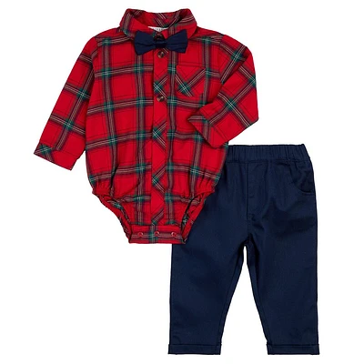 Plaid Three Pieces Flannel Outfit Set