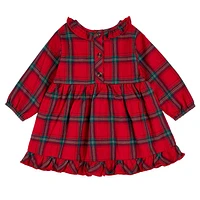 Plaid Three Pieces Flannel Dress Set