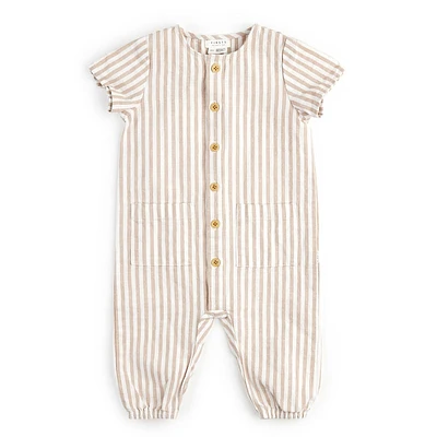 Taupe Linen Playsuit 3-18m